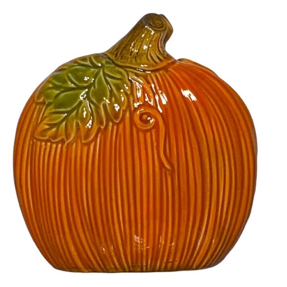 Pumpkin Napkin Holder Hand Painted Glazed Ceramic Seasonal Functional Art - Picture 6 of 12